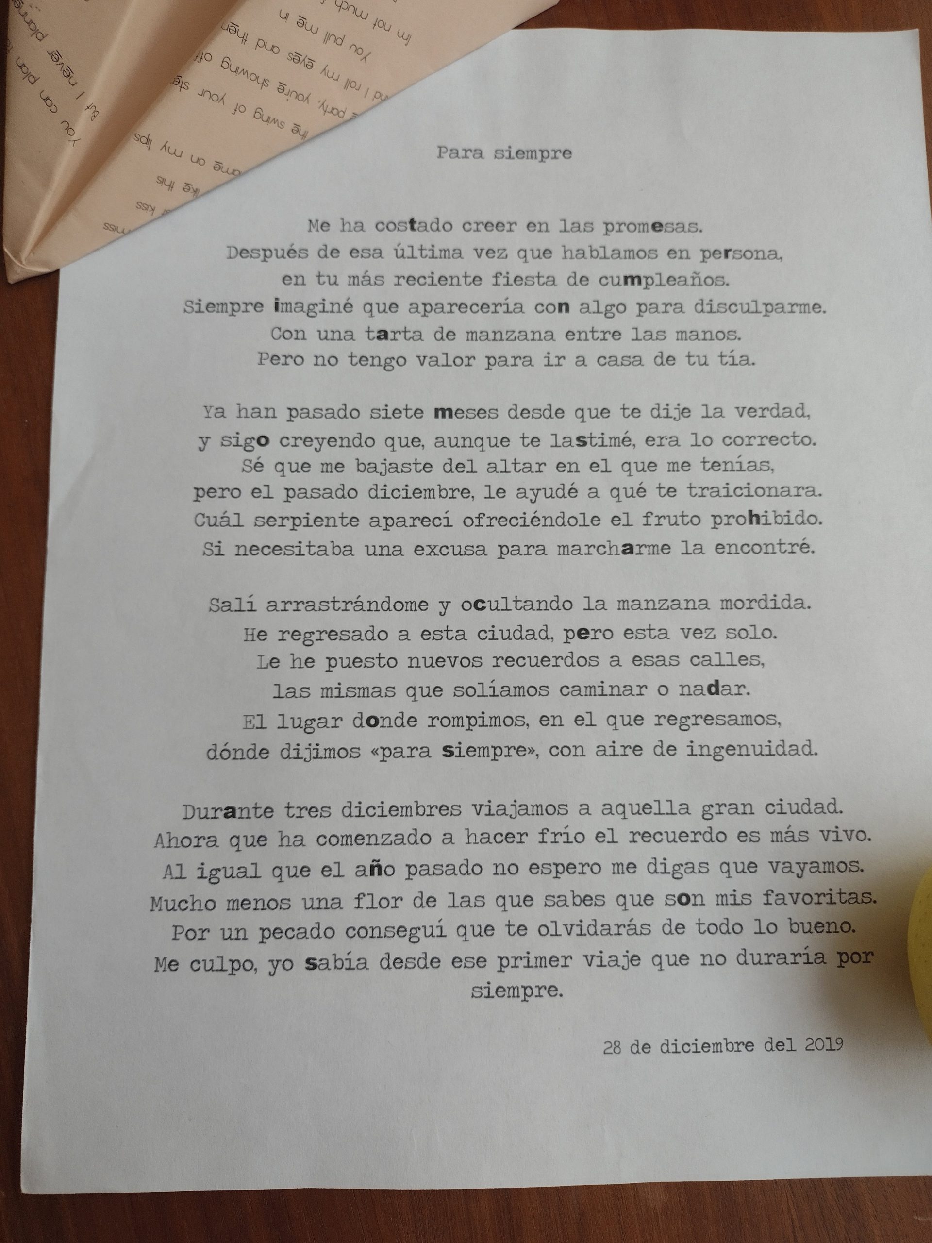 Carta Para Siempre